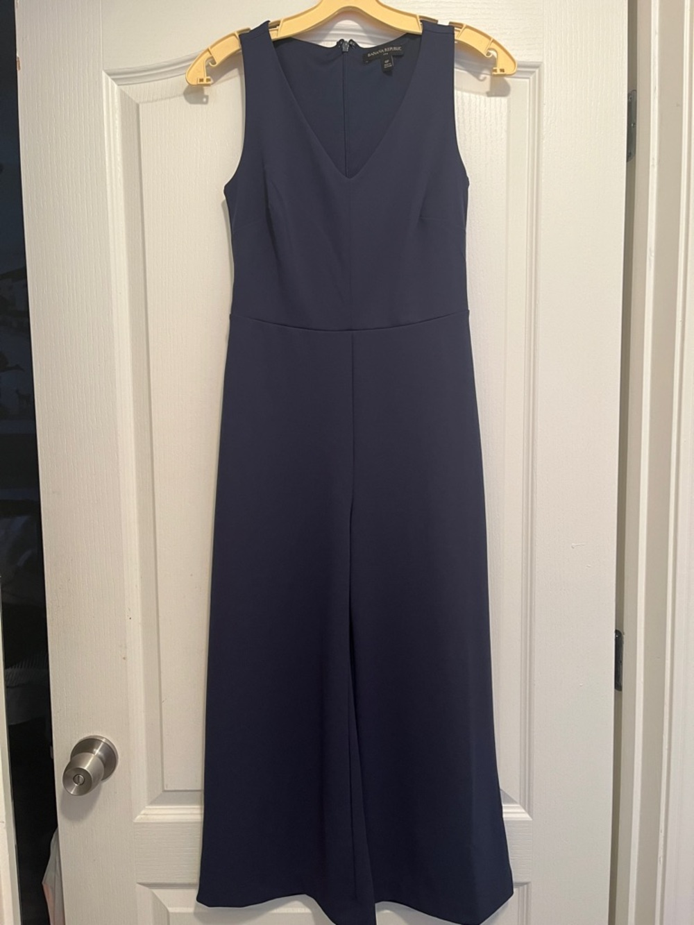 Banana Republic Navy Sleeveless V-Neck Wide-Leg Jumpsuit